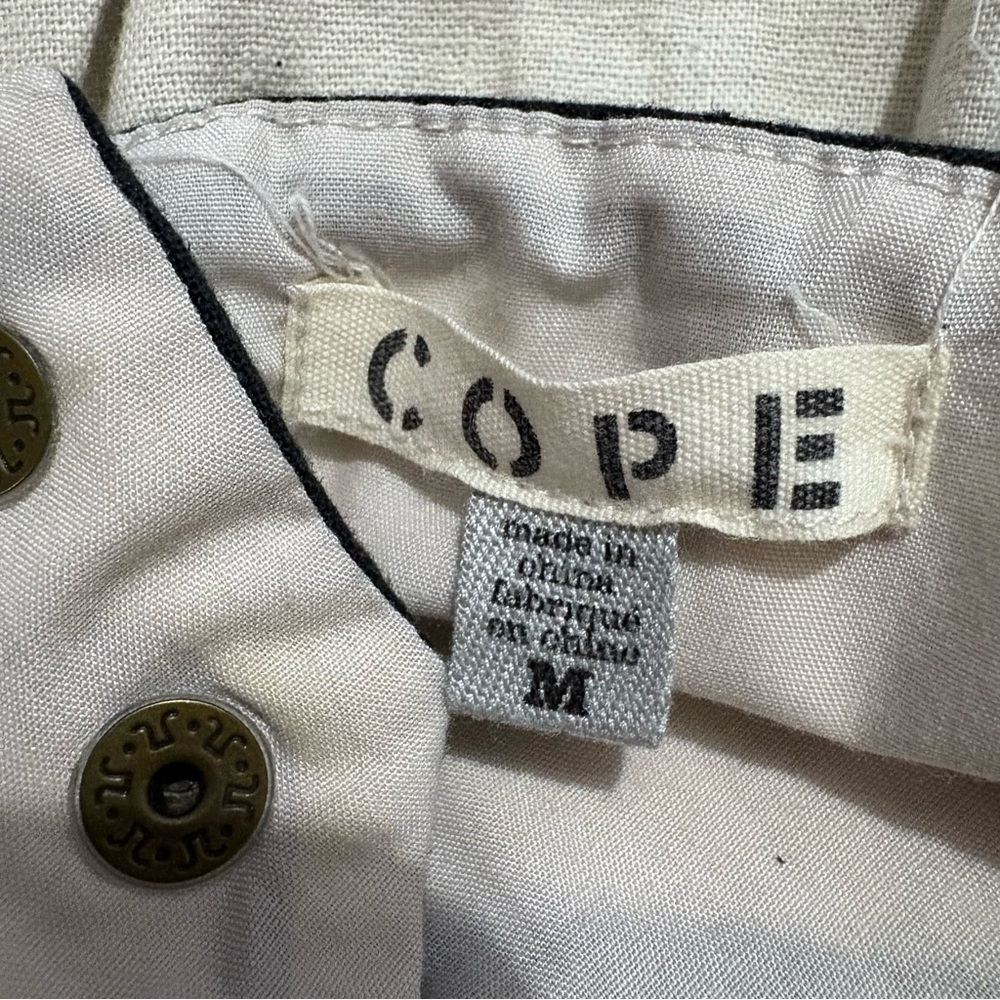 Urban Outfitters COPE Linen Blend Ivory Black Polka Dot Sleeveless Dress Sz M - Picture 5 of 11